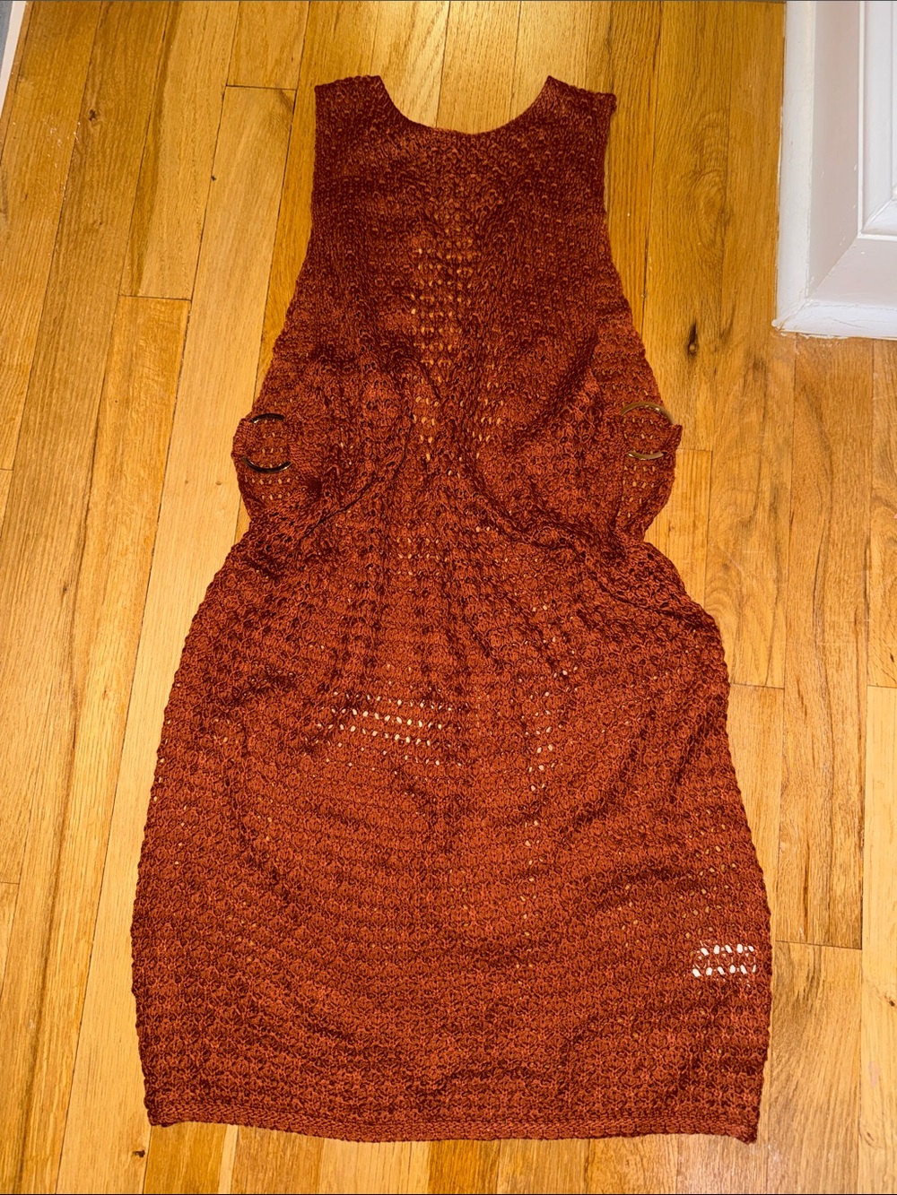 Coffee brown crochet cover up with open sides